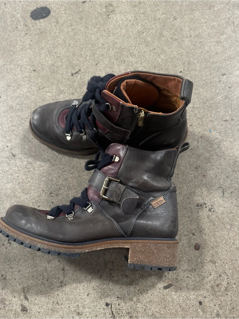 Women Pikolinos Aspe Lace Up Brown Leather Boots Combat Style size 40 women’s 9